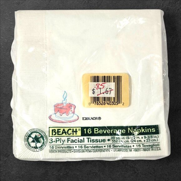 Vintage Disney Baby’s First Birthday Mickey Mouse Napkins Set of 2 1984 Licensed - Picture 6 of 8